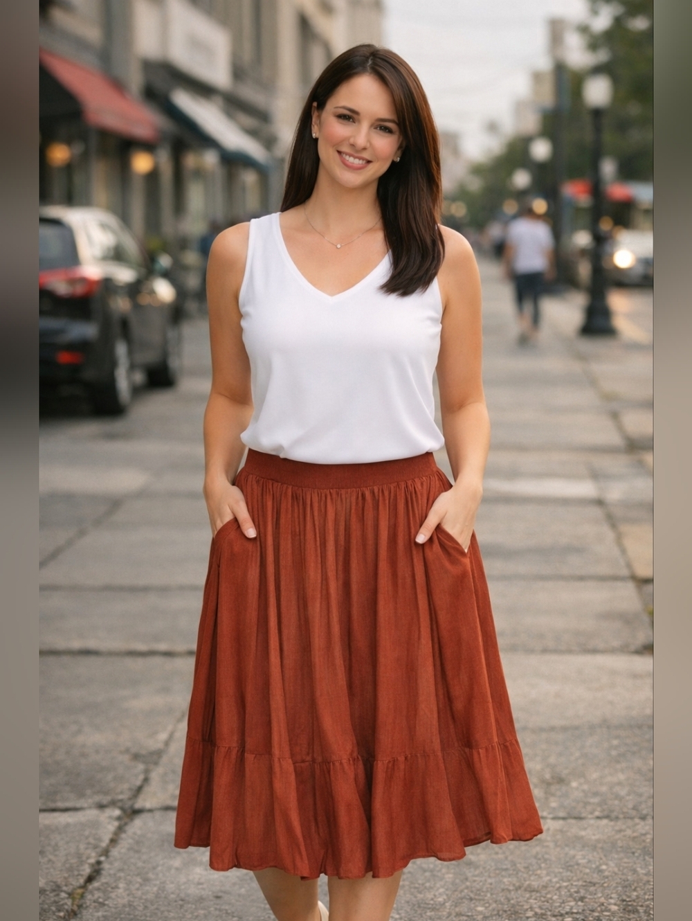 MySelf AbaHouse Tokyo Brand Rust Colored Midi Skirt Size M